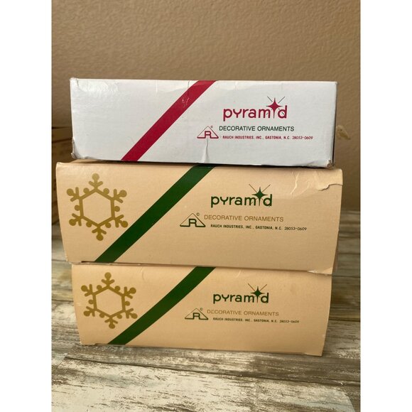 3 Boxes Pyramid Rauch Glass Ornaments USA 1980s Vintage Christmas Lot - Picture 3 of 16
